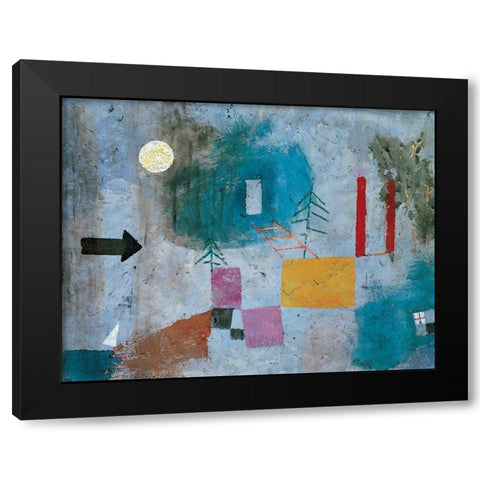 Full Moon Black Modern Wood Framed Art Print with Double Matting by Unknown