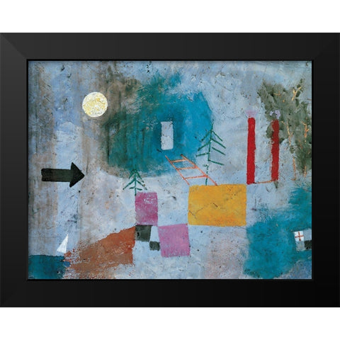 Full Moon Black Modern Wood Framed Art Print by Unknown
