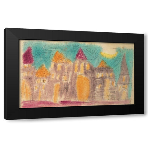 Village Black Modern Wood Framed Art Print by Unknown