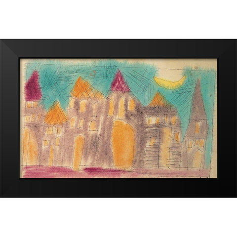 Village Black Modern Wood Framed Art Print by Unknown