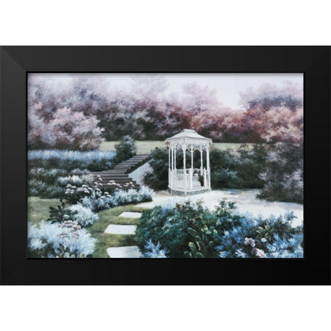 White Gazebo Black Modern Wood Framed Art Print by Unknown