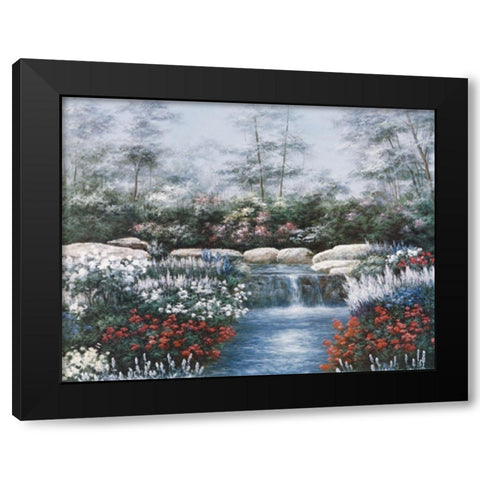 Waterfall Black Modern Wood Framed Art Print by Unknown