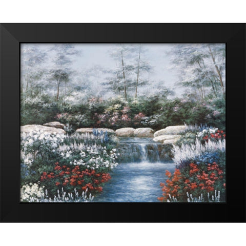 Waterfall Black Modern Wood Framed Art Print by Unknown