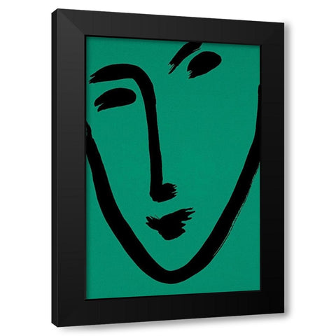 Green Face Black Modern Wood Framed Art Print with Double Matting by Unknown