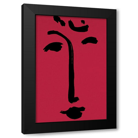 Red Face Black Modern Wood Framed Art Print with Double Matting by Unknown