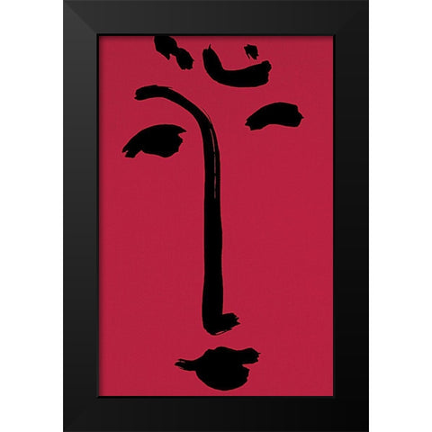 Red Face Black Modern Wood Framed Art Print by Unknown