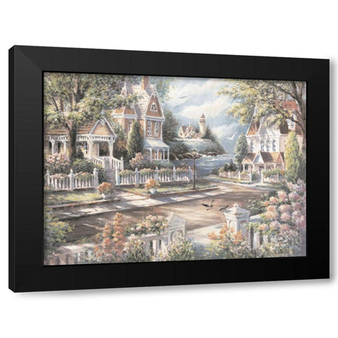 Street to the Pier Black Modern Wood Framed Art Print by Unknown