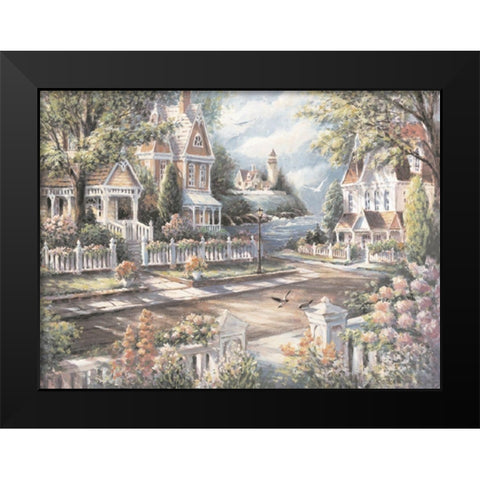 Street to the Pier Black Modern Wood Framed Art Print by Unknown