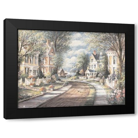 Victorian Street Black Modern Wood Framed Art Print with Double Matting by Unknown