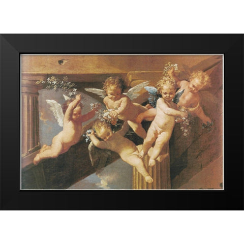 Cherubs Black Modern Wood Framed Art Print by Unknown