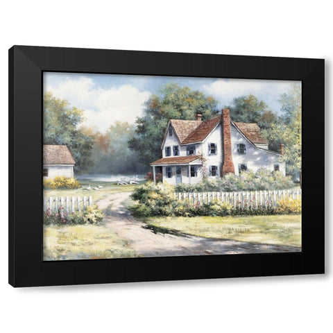 Weekend Cottage Black Modern Wood Framed Art Print with Double Matting by Unknown