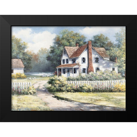 Weekend Cottage Black Modern Wood Framed Art Print by Unknown