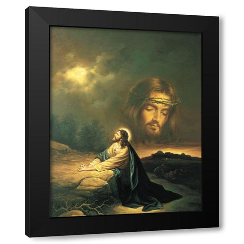 Gethsemene Black Modern Wood Framed Art Print with Double Matting by Unknown
