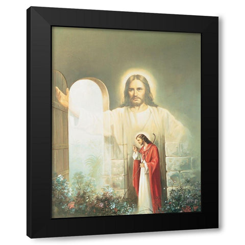 In the Garden Black Modern Wood Framed Art Print with Double Matting by Unknown