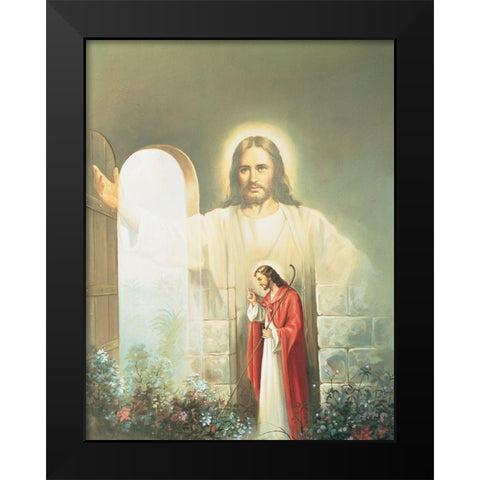 In the Garden Black Modern Wood Framed Art Print by Unknown