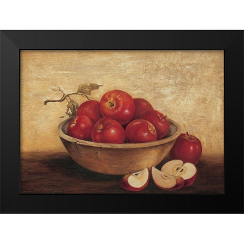 Bowl of Apples Black Modern Wood Framed Art Print by Unknown