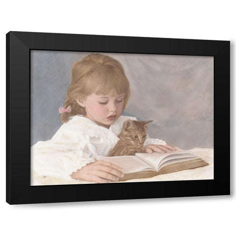 Lesson for Kitty Black Modern Wood Framed Art Print with Double Matting by Unknown