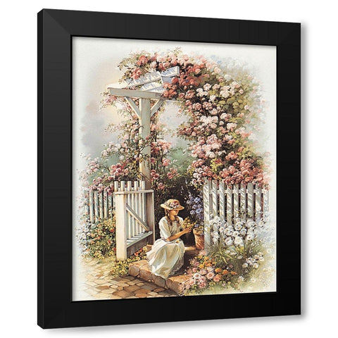 Sitting at the Gate Black Modern Wood Framed Art Print by Unknown
