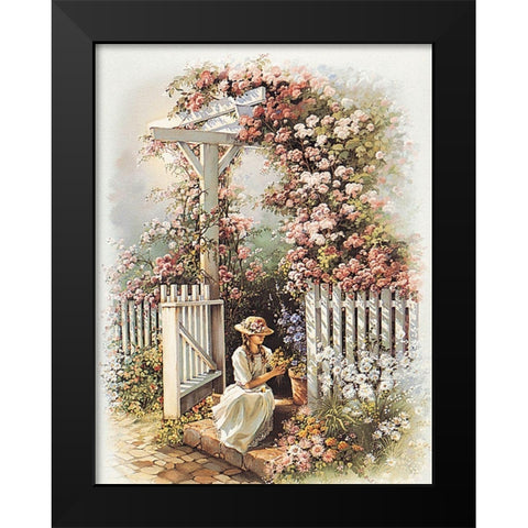Sitting at the Gate Black Modern Wood Framed Art Print by Unknown