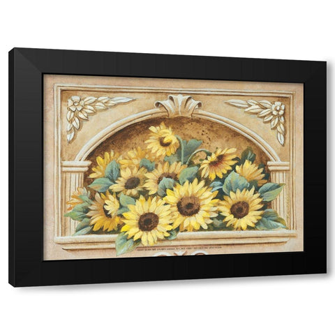 Sunflower Fresco Black Modern Wood Framed Art Print with Double Matting by Unknown