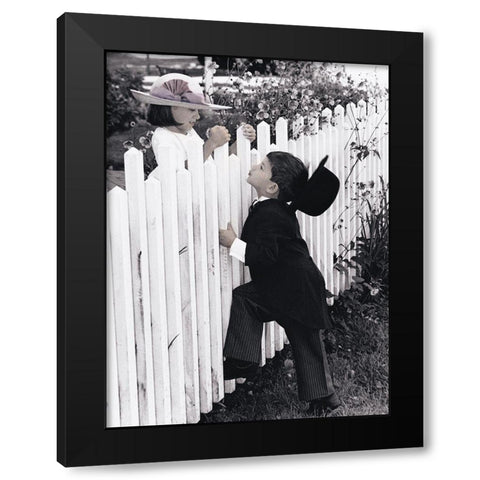 Puppy Love Black Modern Wood Framed Art Print with Double Matting by Unknown