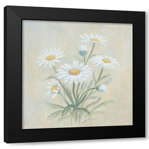 White Daffodils Black Modern Wood Framed Art Print by Unknown