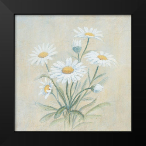 White Daffodils Black Modern Wood Framed Art Print by Unknown