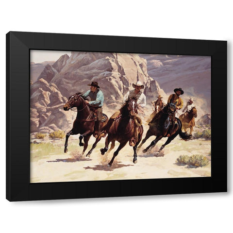 Rough Riders Black Modern Wood Framed Art Print with Double Matting by Unknown