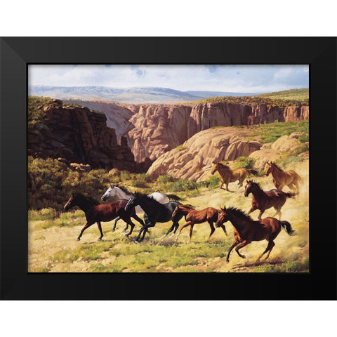 Wild Horses II Black Modern Wood Framed Art Print by Unknown