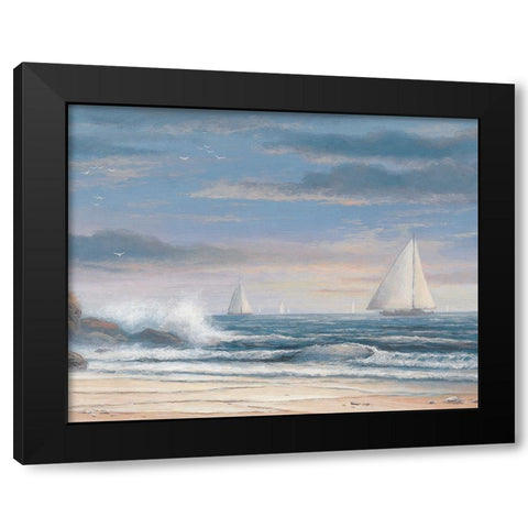 Sailing Boats Black Modern Wood Framed Art Print by Unknown