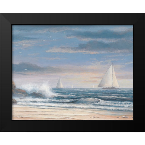 Sailing Boats Black Modern Wood Framed Art Print by Unknown