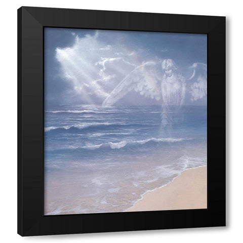 Angel on Shore Black Modern Wood Framed Art Print with Double Matting by Unknown