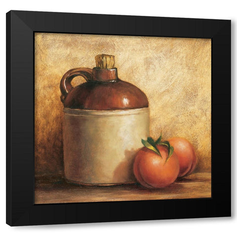 Jug And Peaches Black Modern Wood Framed Art Print by Unknown