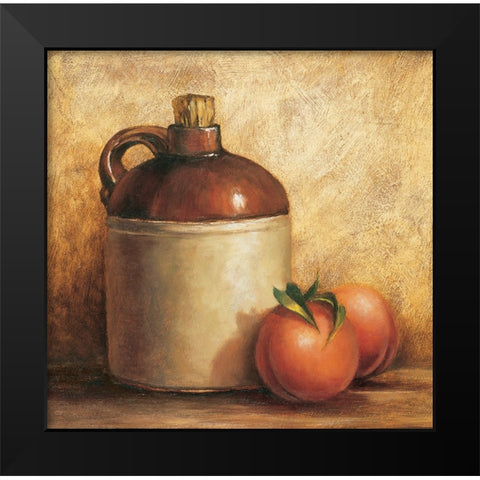 Jug And Peaches Black Modern Wood Framed Art Print by Unknown
