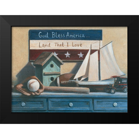 God Bless America Black Modern Wood Framed Art Print by Unknown