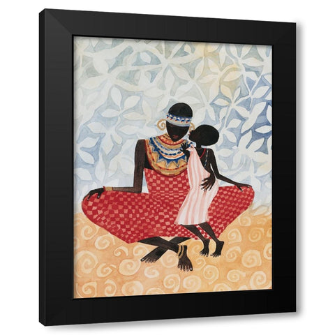 Mother And Child Black Modern Wood Framed Art Print by Unknown