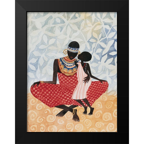 Mother And Child Black Modern Wood Framed Art Print by Unknown