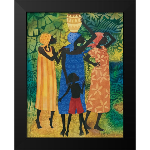 Carrying Water Black Modern Wood Framed Art Print by Unknown