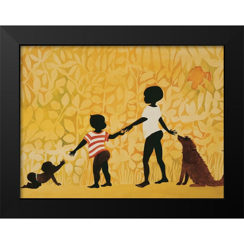 Watching the Babies Black Modern Wood Framed Art Print by Unknown