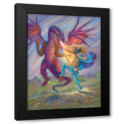 Slay the Dragon Black Modern Wood Framed Art Print with Double Matting by Unknown