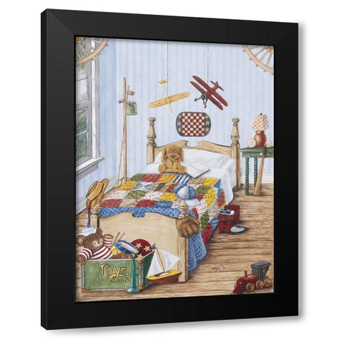 Boys Bedroom Black Modern Wood Framed Art Print with Double Matting by Unknown