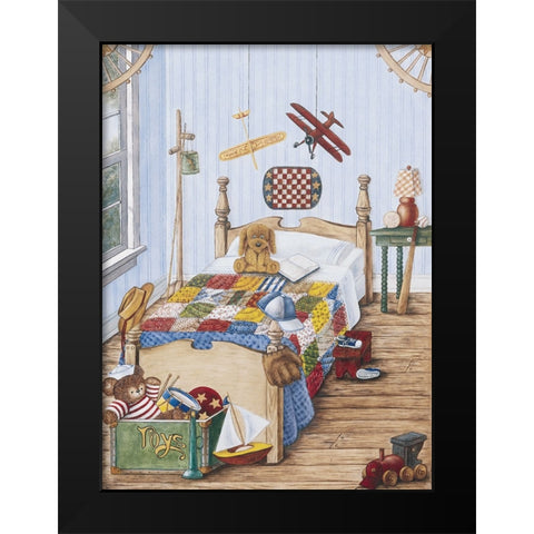 Boys Bedroom Black Modern Wood Framed Art Print by Unknown