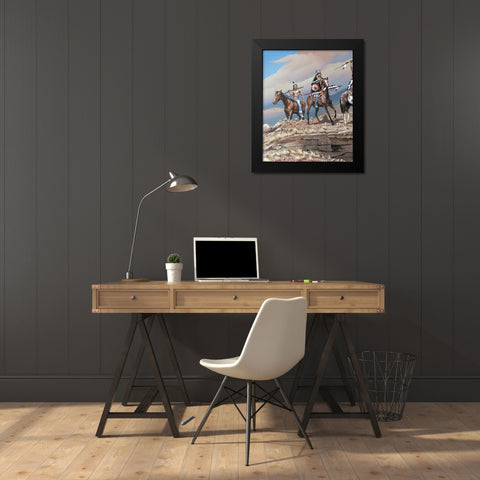 War Party II Black Modern Wood Framed Art Print by Unknown