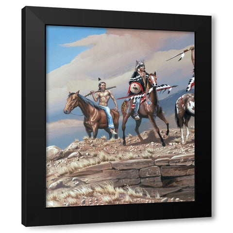 War Party II Black Modern Wood Framed Art Print with Double Matting by Unknown