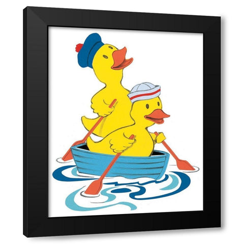Ducks Sailing Black Modern Wood Framed Art Print by Unknown