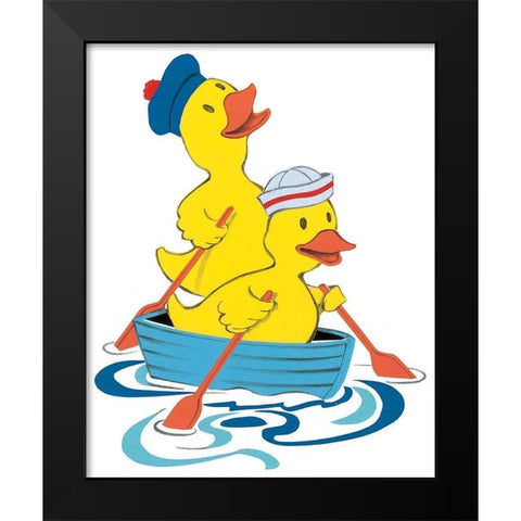 Ducks Sailing Black Modern Wood Framed Art Print by Unknown