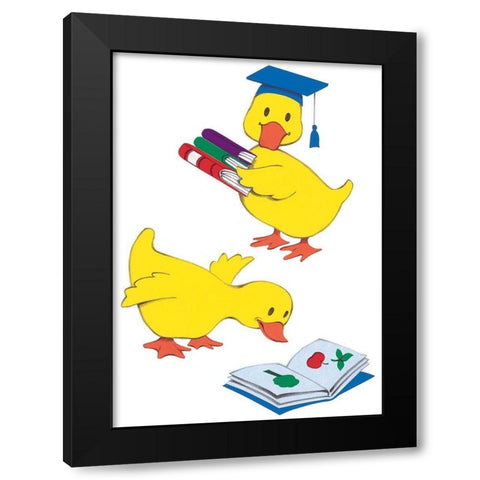 Ducks Reading Black Modern Wood Framed Art Print by Unknown
