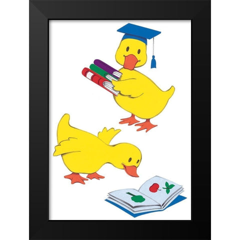 Ducks Reading Black Modern Wood Framed Art Print by Unknown
