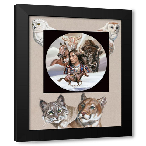 Indian Circle of Life Black Modern Wood Framed Art Print with Double Matting by Unknown