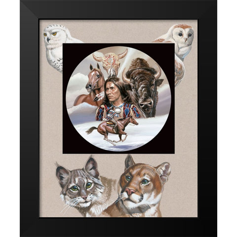 Indian Circle of Life Black Modern Wood Framed Art Print by Unknown